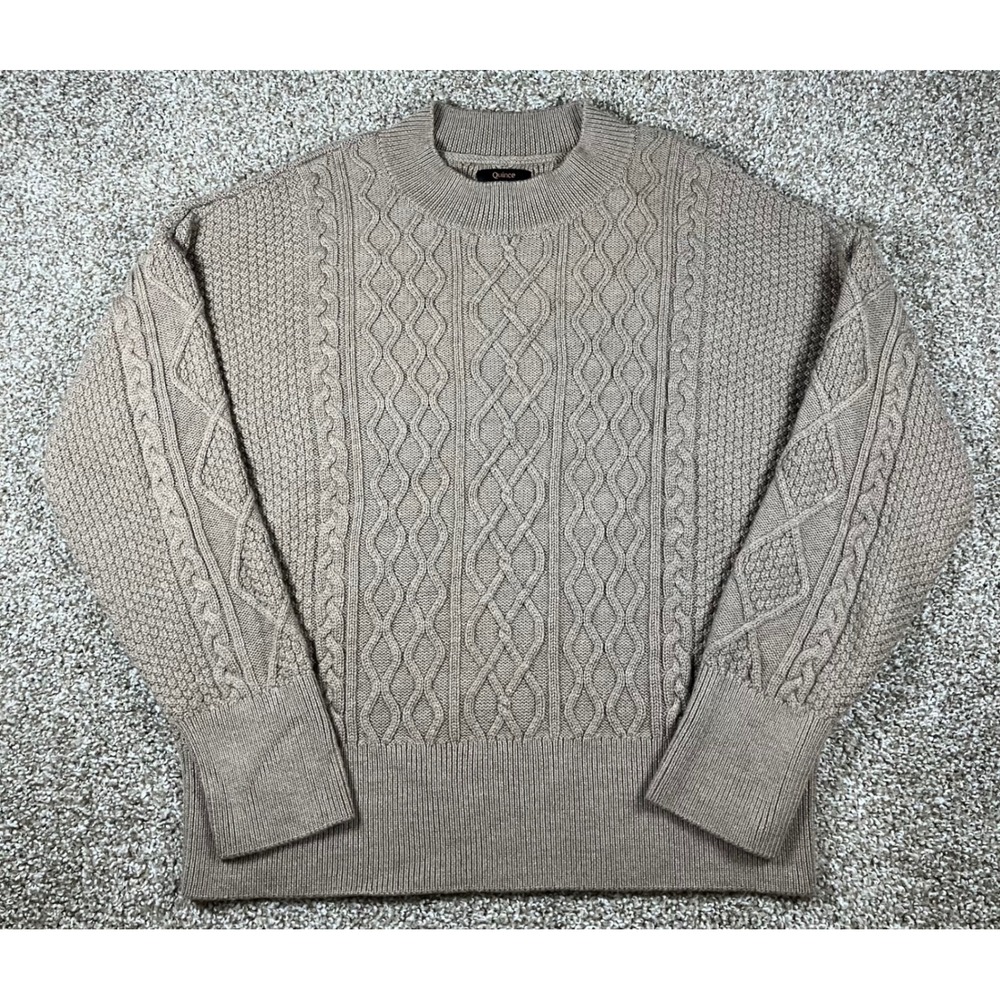 Quince Australian Merino Wool Cable Sweater Malted Toffee Brown Woman's Large